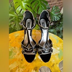 White House Black Market Black and Silver Heels